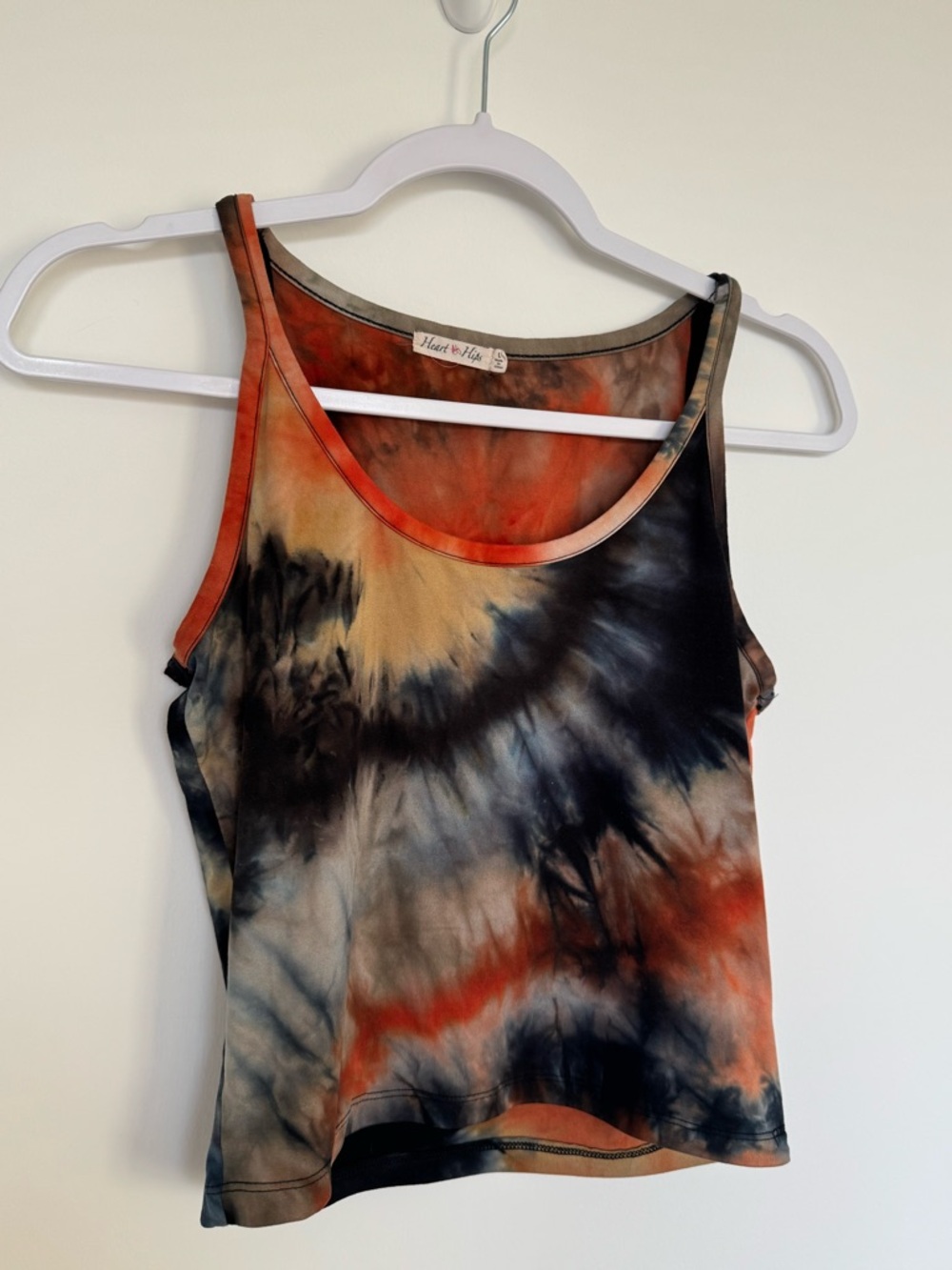 Heart & Hips Tie-Dye Tank Top in Rust, Black & Cream